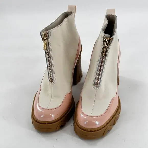 SOREL Brex Chelsea Zip Booties 8 NWT Boot Ankle White Platform Heel Leather - Picture 8 of 9